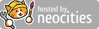 The Neocities logo, an orange cat in a hard hat, next to white text that reads 'Hosted by Neocities.'